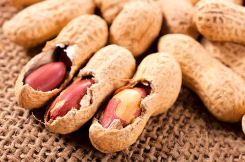Three peanuts Stock Photos