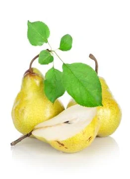 Three pears with leaves Foto stock