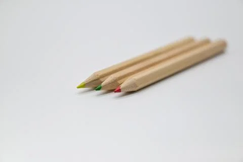 Three pencils close up Stock Photos