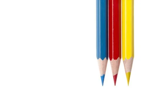 Three pencils on white background Stock Photos