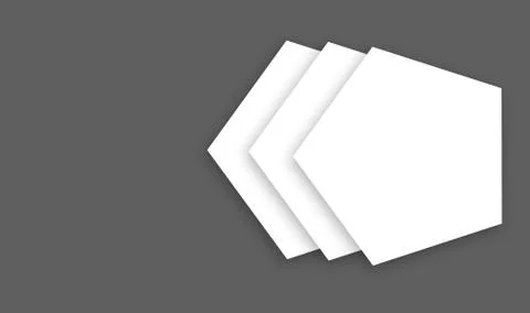 Three pentagons overlaps soft shadow on gray ready to prints Stock Illustration