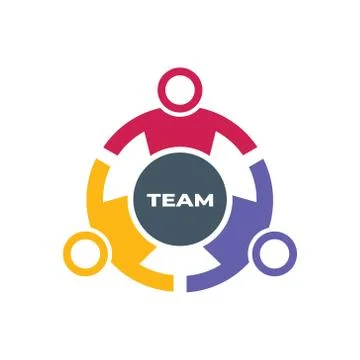 Three People activity and creativity together in round logo design Illustrazione stock