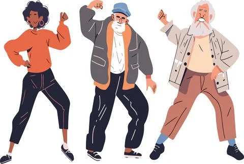 Three people are dancing and one of them is wearing a red shirt Stock Illustration