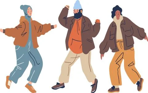 Three people are dancing in the snow Stock Illustration