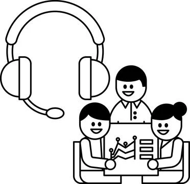 Three people are sitting together and smiling Stock Illustration