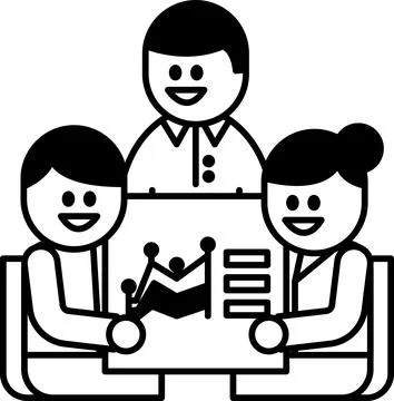 Three people are smiling and holding a white piece of paper Stock Illustration