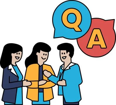 Three people are smiling and shaking hands Stock Illustration