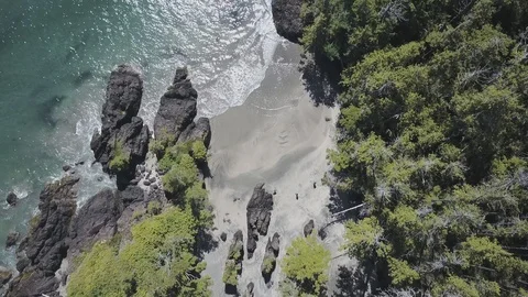 Three people on the Beach (from above) Video stock 101817603