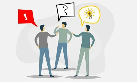 Three People Discussing Idea Stock Illustration