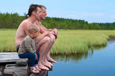 Three people generation Stock Photos
