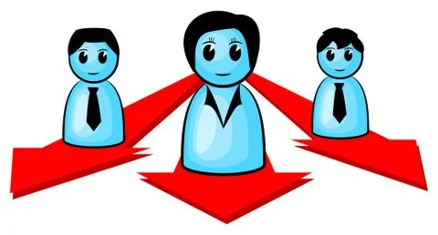 Three people heading for the same direction Stock Illustration