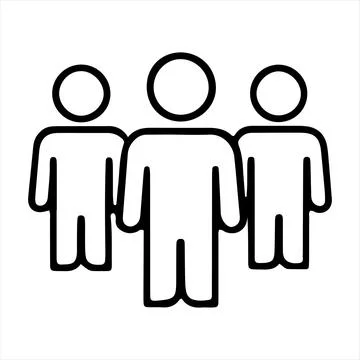 Three people icon simple vector line art illustration isolated Stock Illustration