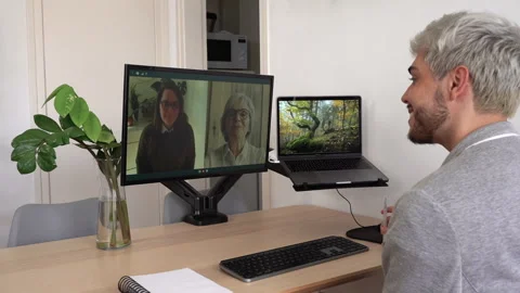 Three people making a working video call... | Stock Video | Pond5