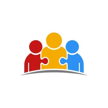 Three People Puzzle Teamwork Logo Stock Illustration
