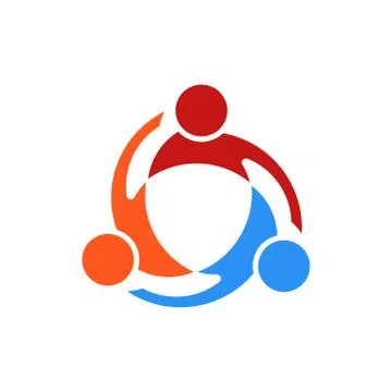 Three People Swirl Vector Logo Illustration Stock Illustration