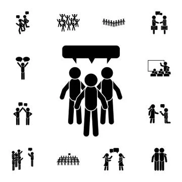 Three people talking flat vector icon in People talk pack Stock Illustration