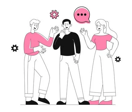 Three people whispering Illustrazione stock