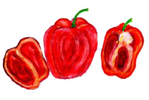 Three Peppers Art Stock Illustration