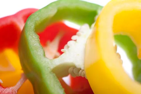 Three peppers sliced 写真素材