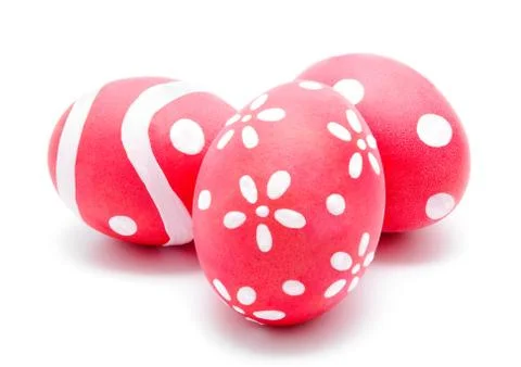 Three perfect colorful handmade easter eggs Foto stock