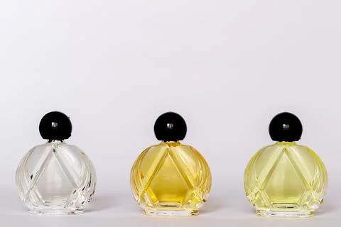Three perfume bottle on white backgorund 스톡 사진