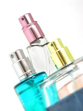 Three perfume on white background Stock Photos