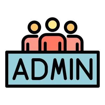 Three persons admin icon color outline vector Stock Illustration