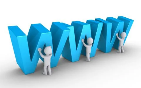 Three persons are setting up website 스톡 일러스트