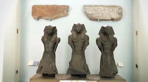 Three Pharoah Sculptures Video stock 48335413
