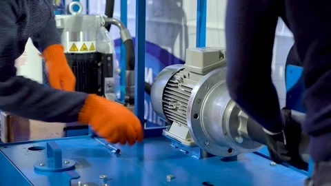 Three-phase electric motor. Installation... | Stock Video | Pond5