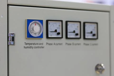 Three phase electric power distribution enclosure Stock Photos