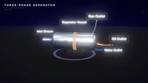 Three phase oil gas separator animation Video stock 339337873