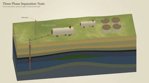 Three Phase Separator Train Oil Gas Water Processing Station Block Diagram Stock Footage 344246083