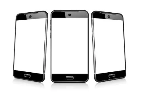 Three Phone Cell Smart Mobile 3D and 2D Stock Illustration