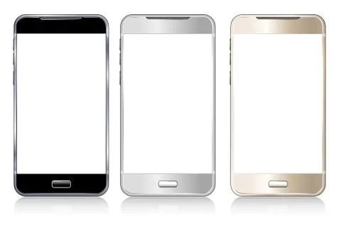 Three Phones Cell Smart Mobile Stock Illustration