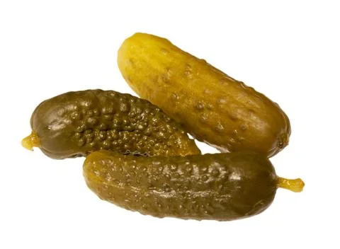 Three pickled cucumbers Stock Photos