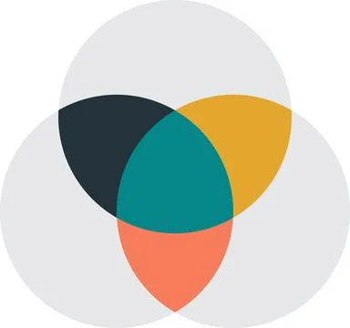 Three piece circle illustration in minimal style Illustrazione stock