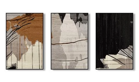 Three pieces of abstract wall art for wallpaper, poster, mural, rug, hanging pai Stock Illustration
