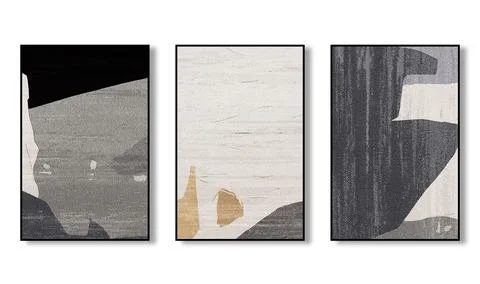 Three pieces of abstract wall art for wallpaper, poster, mural, rug, hanging pai Stock Illustration