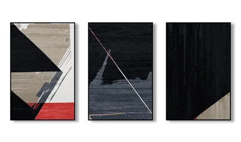 Three pieces of abstract wall art for wallpaper, poster, mural, rug, hanging pai Stock Illustration