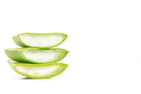 Three pieces of aloe vera leaf isolated on a white background Stock Photos
