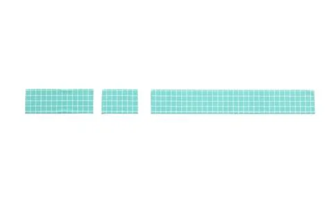 Three pieces of aqua blue grid patterned washi tape isolated on a clean white Stock Photos