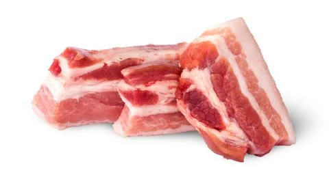 Three pieces of bacon on top view Stock Photos
