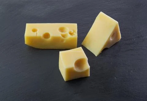 Three pieces of cheese Stock Photos