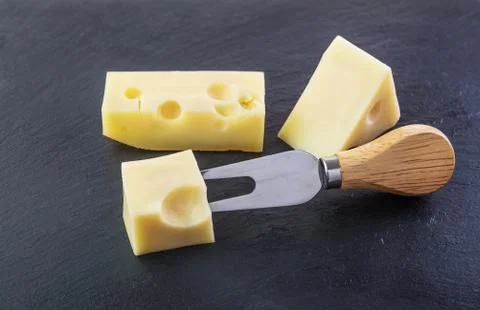 Three pieces of cheese Stock Photos
