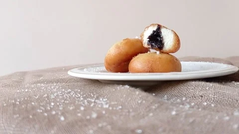 Three pieces of chocolate buns Stock Footage 146249428