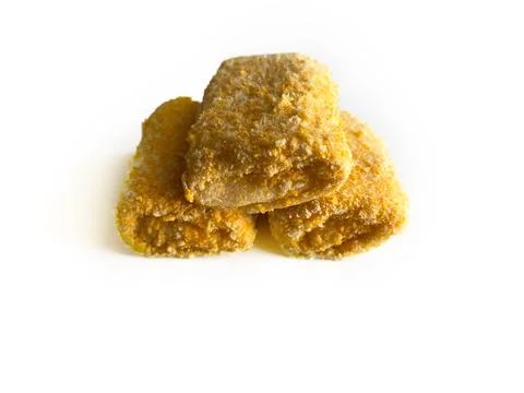 Three pieces of fried rissole with breadcrumbs Stock Photos