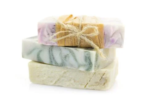 Three pieces of handmade soap \ isolated on white Stock Photos