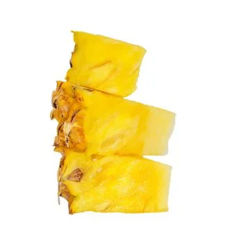 Three pieces of pineapple in column isolated Stock Photos