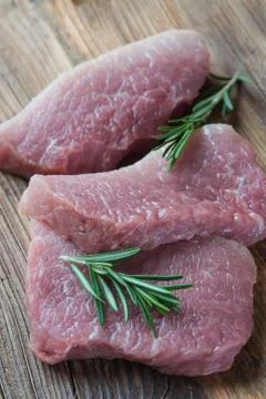 Three pieces of pork Stock Photos